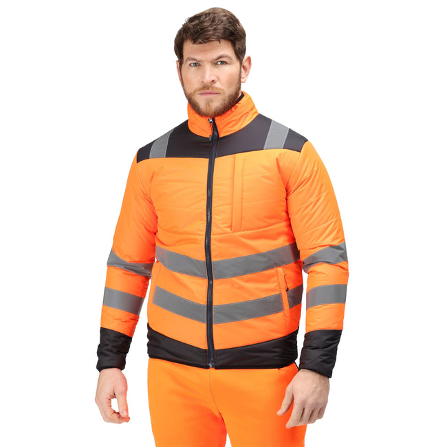 Orange-Navy - Front - Regatta Professional Mens Baffled Hi-Vis Thermal Top