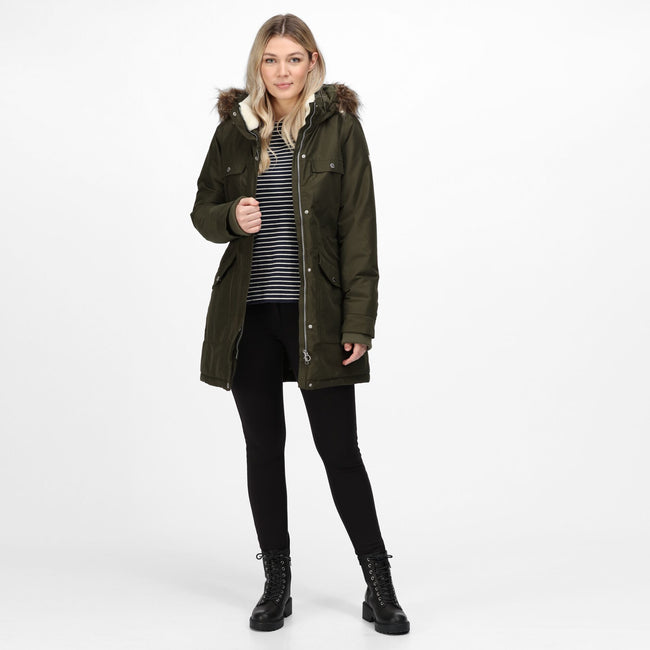 Dark Khaki - Side - Regatta Womens-Ladies Samiyah Insulated Parka