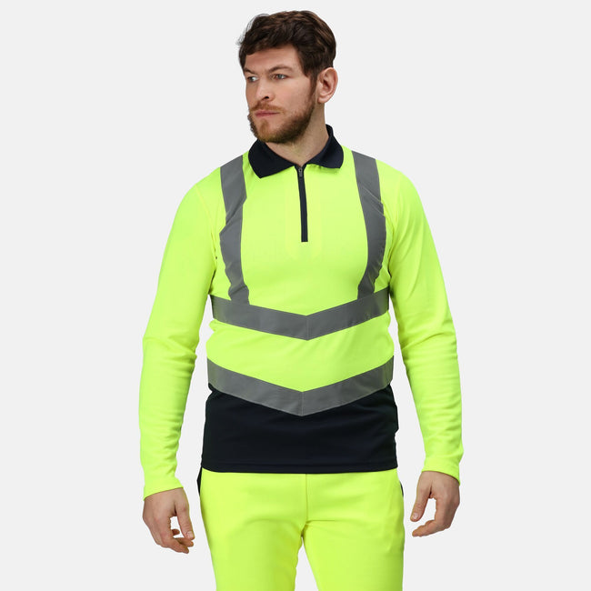 Yellow-Navy - Back - Regatta Professional Mens Hi-Vis Polo Shirt