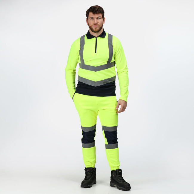 Yellow-Navy - Side - Regatta Professional Mens Hi-Vis Polo Shirt
