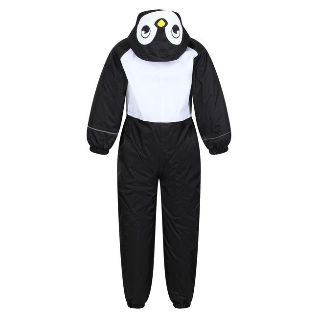 Black - Back - Regatta Childrens-Kids Mudplay III Penguin Waterproof Puddle Suit