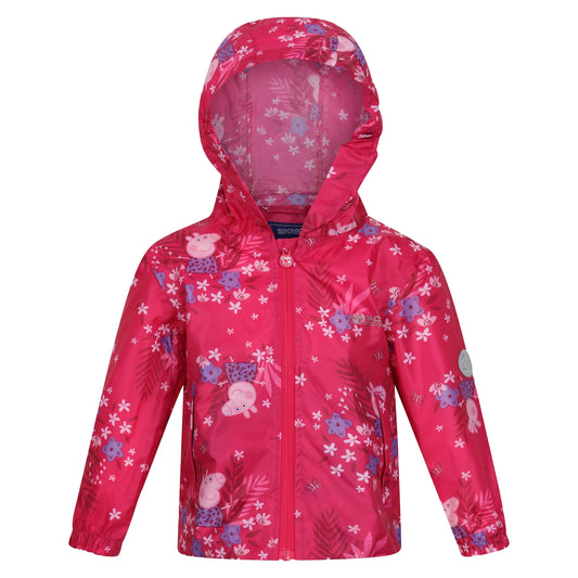Fusion Pink - Front - Regatta Childrens-Kids Peppa Pig Packaway Waterproof Jacket