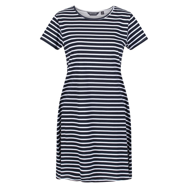 Navy-White - Front - Regatta Womens-Ladies Balia Stripe Swing Dress