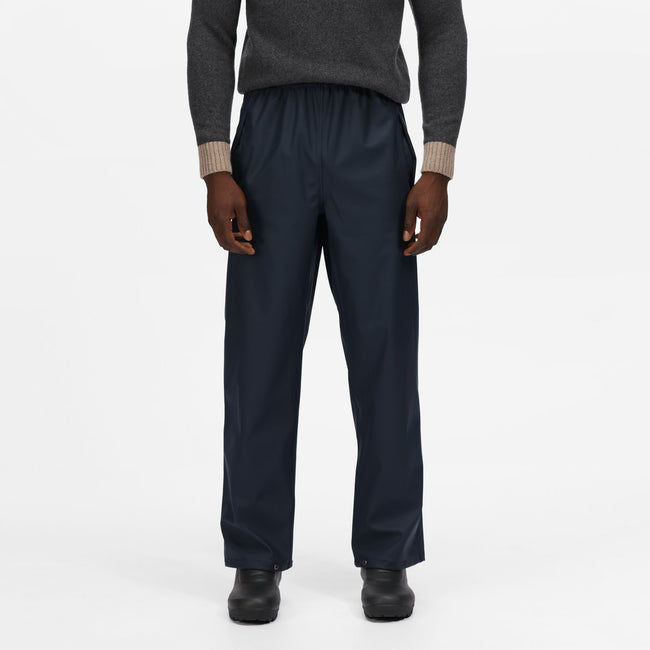 Navy - Side - Regatta Professional Mens Waterproof Rain Trousers
