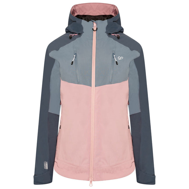 Powder Pink-Bluestone - Front - Dare 2B Womens-Ladies Diverse II Waterproof Jacket