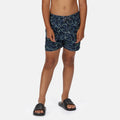 Navy - Side - Regatta Boys Skander II Shark Swim Shorts
