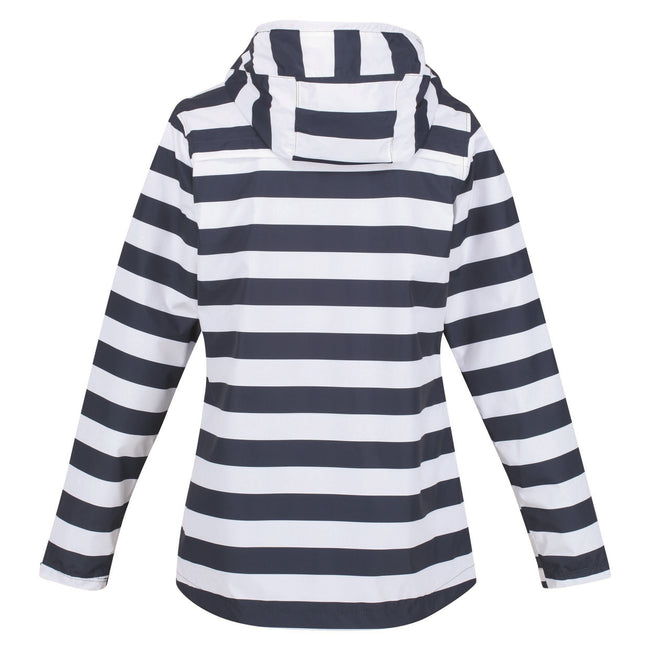 Navy-White - Pack Shot - Regatta Womens-Ladies Bayarma Striped Lightweight Waterproof Jacket
