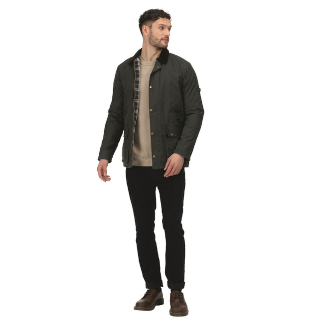 Dark Khaki - Back - Regatta Professional Mens Waxed Jacket