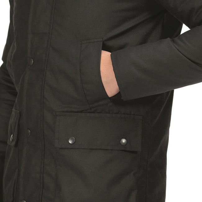 Black - Close up - Regatta Professional Mens Waxed Jacket