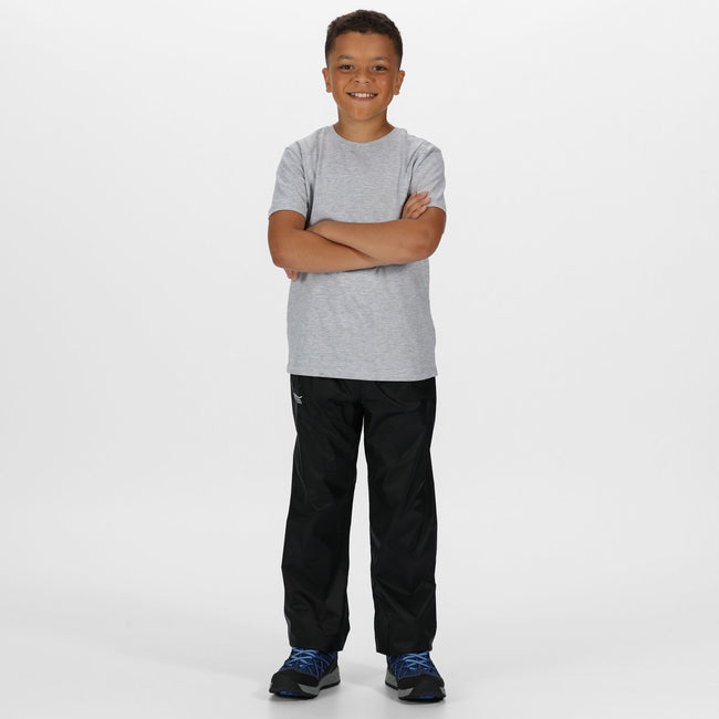 Black - Back - Regatta Great Outdoors Kids Boys Adventure Tech Pack It Waterproof Overtrousers