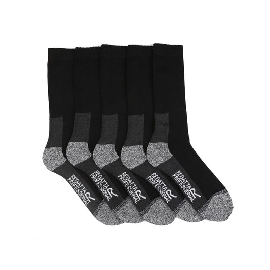 Black - Front - Regatta Professional Mens Boot Socks (Pack of 5)