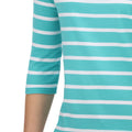 Turquoise-White - Close up - Regatta Womens-Ladies Polexia Stripe T-Shirt