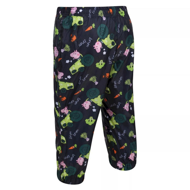 Navy - Side - Regatta Childrens-Kids Pack It Peppa Pig Waterproof Over Trousers