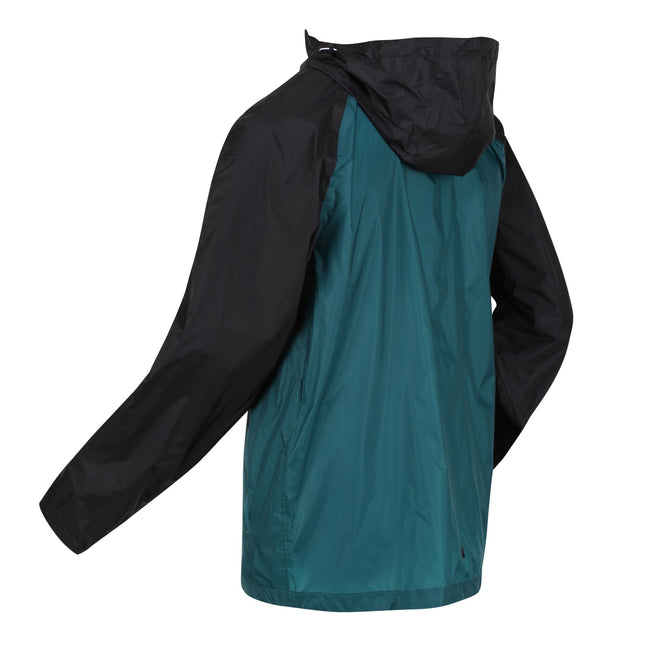 Black-Pacific Green - Close up - Regatta Mens Pack It Pro Waterproof Jacket