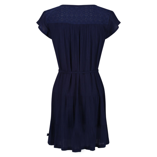Navy - Pack Shot - Regatta Womens-Ladies Reanna Tiered Casual Dress