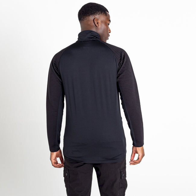 Black-Black - Close up - Dare 2B Mens Core Stretch Full Zip Thermal Top