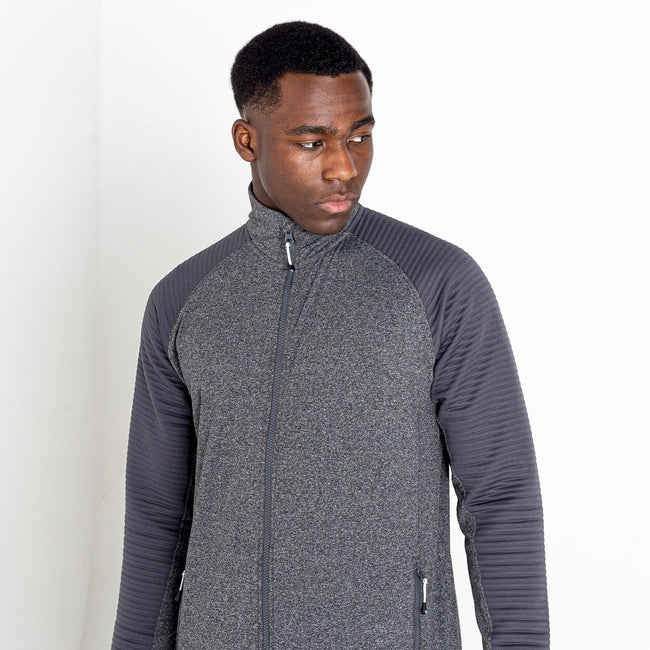 Charcoal Grey Marl-Ebony - Close up - Dare 2B Mens Core Stretch Full Zip Thermal Top