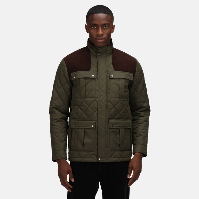 Dark Khaki - Side - Regatta Professional Mens Quilted Jacket