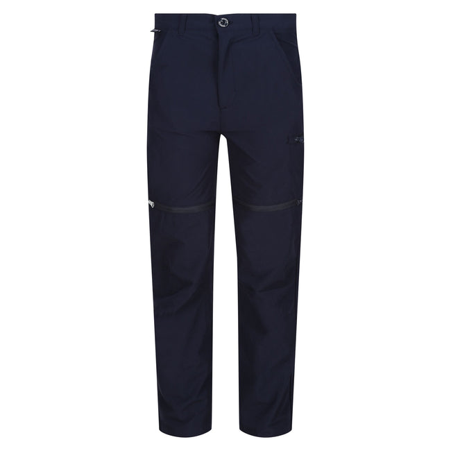 Navy - Front - Regatta Childrens-Kids Highton Stretch Zip-Off Walking Trousers