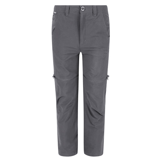 Seal Grey - Front - Regatta Childrens-Kids Highton Stretch Zip-Off Walking Trousers
