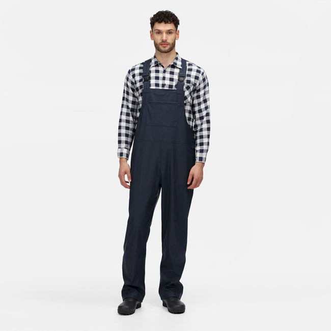 Navy - Back - Regatta Professional Mens Waterproof Bib And Brace Trouser