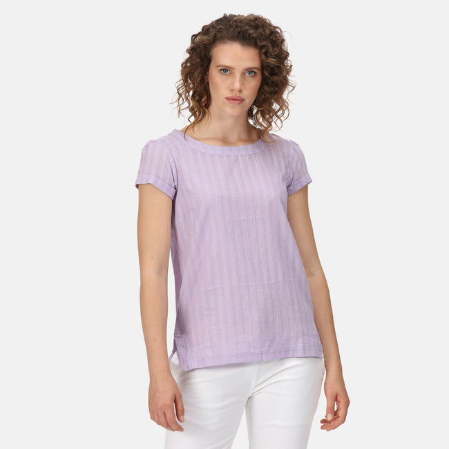 Pastel Lilac - Back - Regatta Womens-Ladies Jaelynn Dobby Cotton T-Shirt