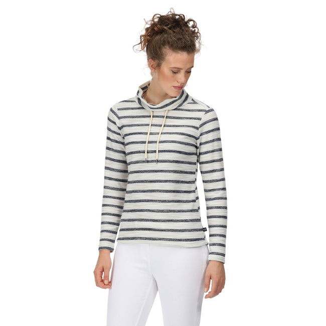 Light Vanilla-Navy - Back - Regatta Womens-Ladies Hensley Stripe Fleece