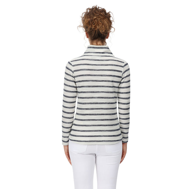 Light Vanilla-Navy - Side - Regatta Womens-Ladies Hensley Stripe Fleece