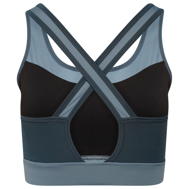 Orion Grey-Bluestone - Close up - Dare 2B Womens-Ladies Mantra Contrast Recycled Sports Bra