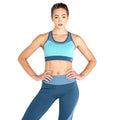Meadowbrook Green-Bluestone - Front - Dare 2B Womens-Ladies Mantra Colour Block Recycled Sports Bra