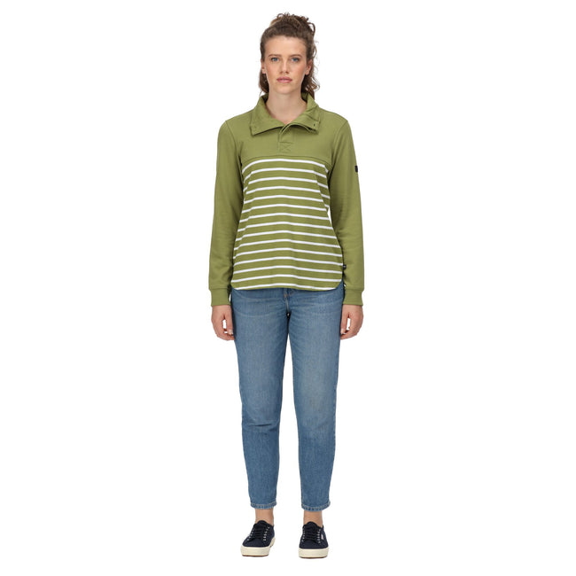 Green Fields-White - Back - Regatta Womens-Ladies Camiola II Stripe Fleece Top