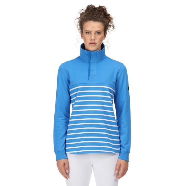 Sonic Blue-White - Back - Regatta Womens-Ladies Camiola II Stripe Fleece Top