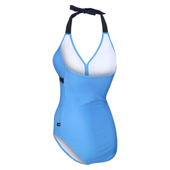 Sonic Blue-Navy - Close up - Regatta Womens-Ladies Flavia One Piece Swimsuit