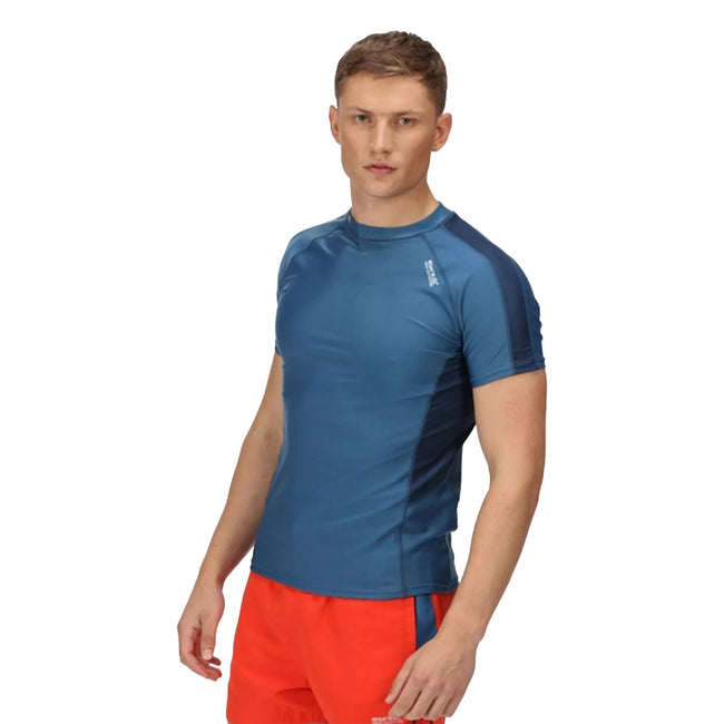 Dynasty Blue-Moonlight Denim - Front - Regatta Mens Short-Sleeved Rash Guard