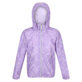 Pastel-Lilac - Front - Regatta Girls Catkin Animal Print Waterproof Jacket