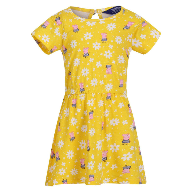 Maize Yellow - Front - Regatta Baby Girls Peppa Pig Flower Casual Dress