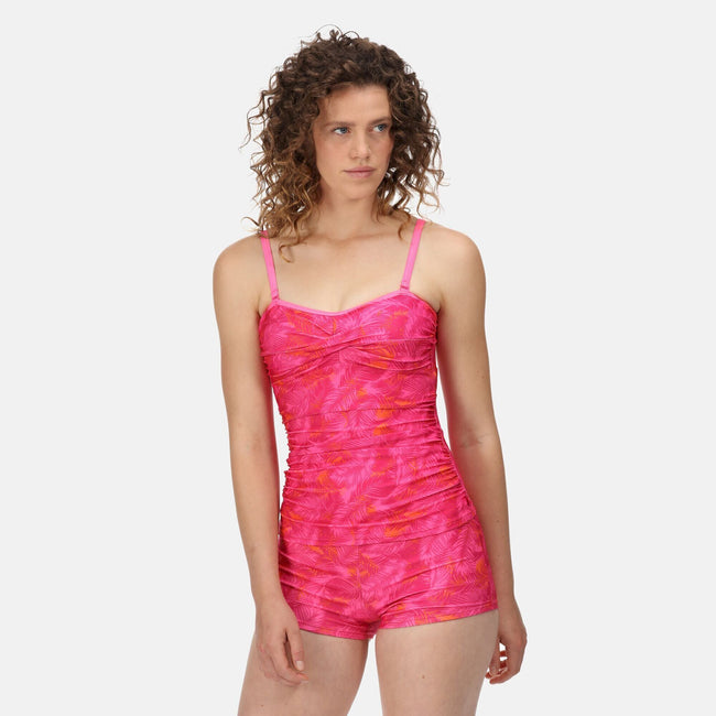Fusion Pink - Side - Regatta Womens-Ladies Aceana II Palm Leaf Tankini Top