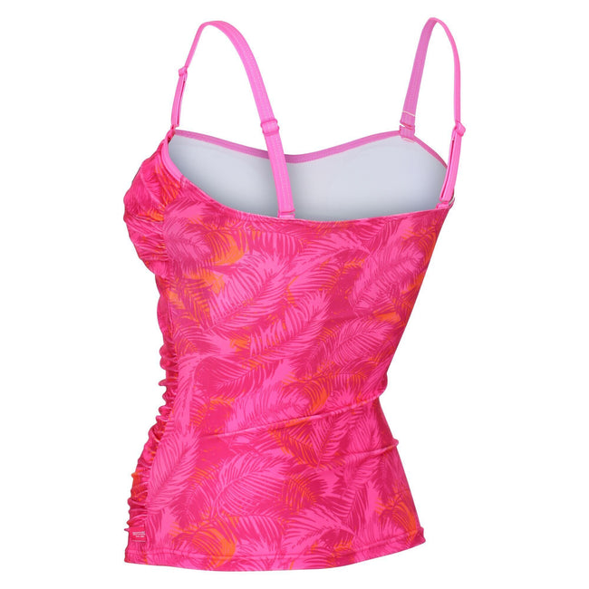 Fusion Pink - Close up - Regatta Womens-Ladies Aceana II Palm Leaf Tankini Top