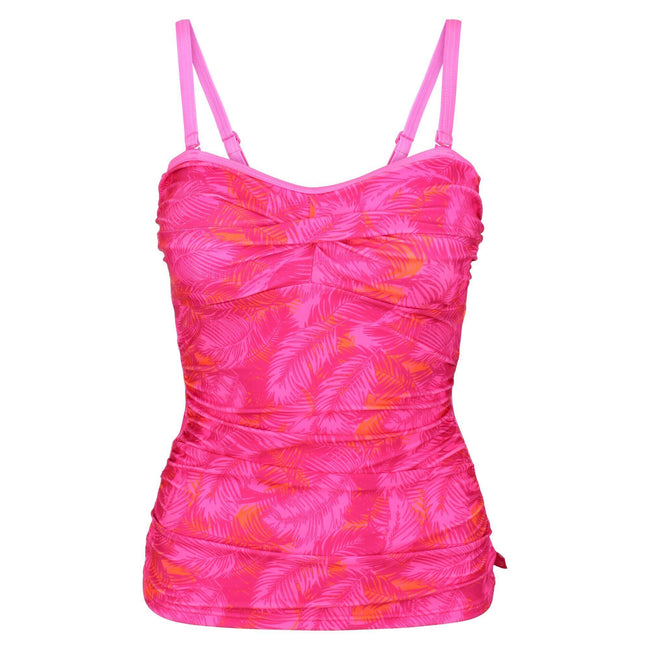 Fusion Pink - Front - Regatta Womens-Ladies Aceana II Palm Leaf Tankini Top