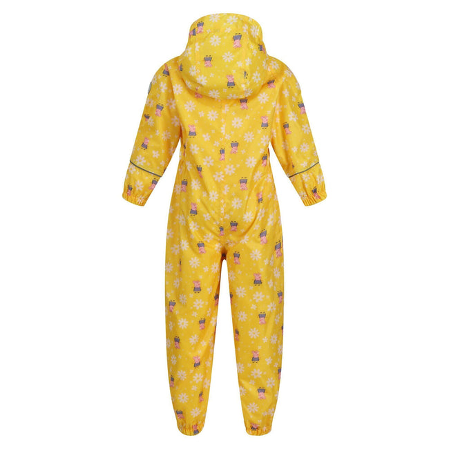 Maize Yellow - Pack Shot - Regatta Childrens-Kids Pobble Peppa Pig Floral Waterproof Puddle Suit