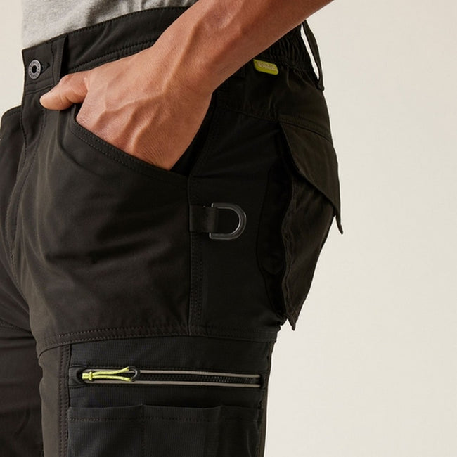 Black - Side - Regatta Professional Mens Softshell Stretch Work Trousers