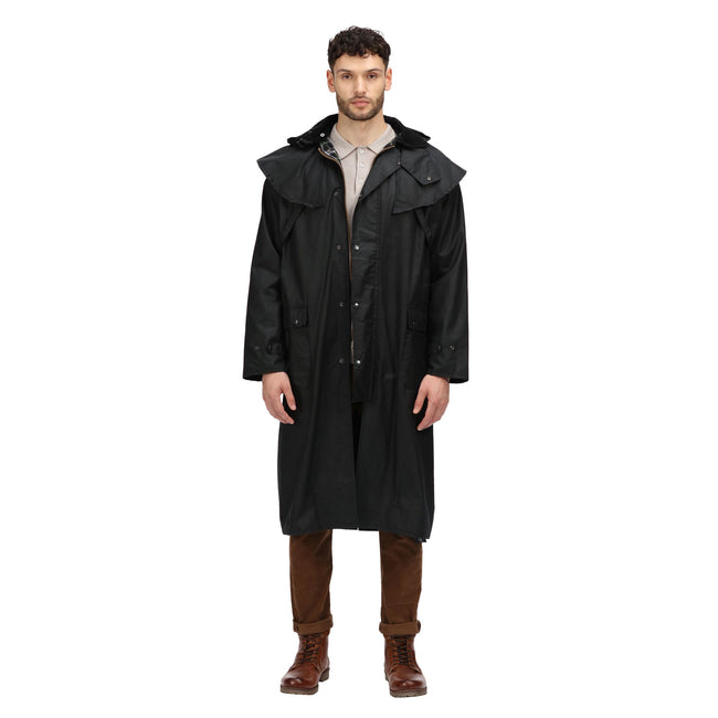 Black - Back - Regatta Professional Mens Waterproof Wax Jacket