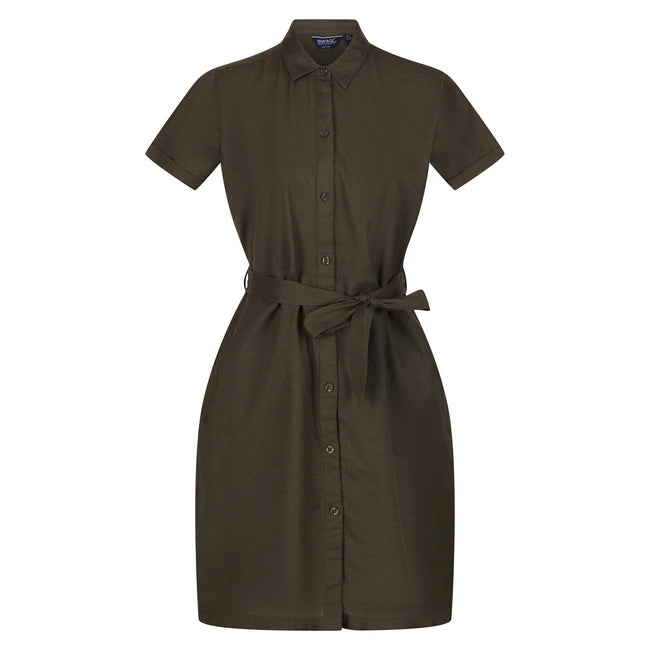 Grape Leaf - Front - Regatta Womens-Ladies Quinta Linen Shirt Dress