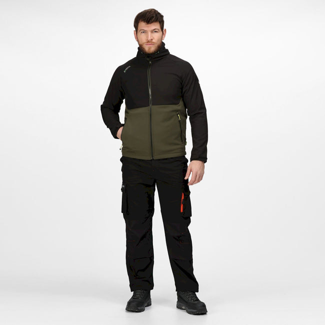 Dark Khaki-Black - Back - Regatta Professional Mens Soft Shell Jacket