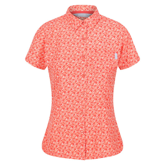 Fusion Coral - Front - Regatta Womens-Ladies Mindano VI Ditsy Print Shirt