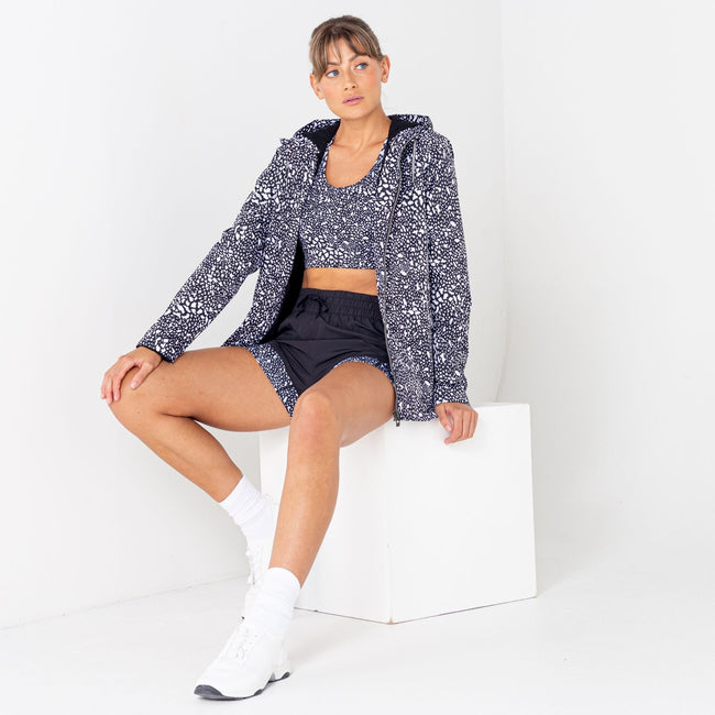 Black-White - Pack Shot - Dare 2B Womens-Ladies The Laura Whitmore Edit - Deviation II Dotted Waterproof Jacket