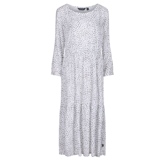White - Front - Regatta Womens-Ladies Briella Ditsy Print Long-Sleeved Casual Dress
