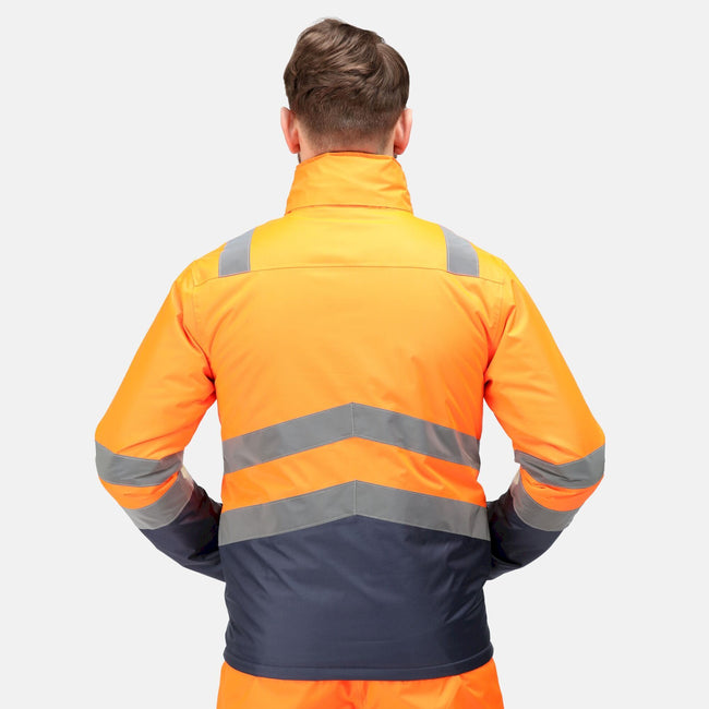 Orange-Navy - Lifestyle - Regatta Professional Mens Hi-Vis Waterproof Jacket