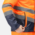 Orange-Navy - Close up - Regatta Mens Hi-Vis Waterproof Jacket