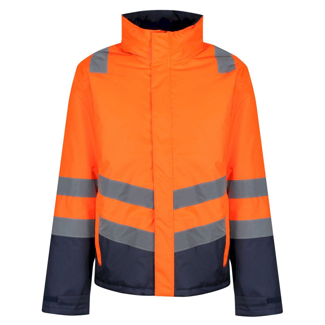 Orange-Navy - Front - Regatta Professional Mens Hi-Vis Waterproof Jacket
